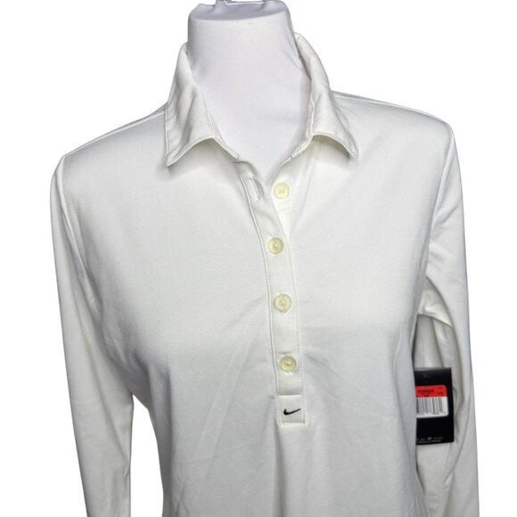 Womens Nike dri-fit golf long sleeve  Stretch Tech polo white Large NWT - Picture 3 of 7
